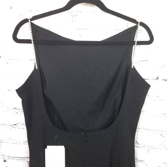 Scott McClintock Women's Black Boatneck Open Back Rhinestone Sleeveless Dress 10 - Picture 4 of 10